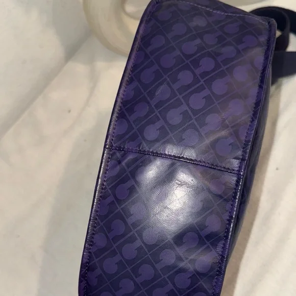 Elegant Gherardini Italy Genuine Leather PVC Crossbody Bag Purple Shoulder Bag - Picture 8 of 9